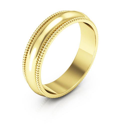 14K Yellow Gold 5mm milgrain wedding band - DELLAFORA