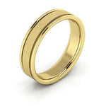 14K Yellow Gold 5mm raised edge design brushed center comfort fit wedding band - DELLAFORA