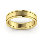 14K Yellow Gold 5mm raised edge design comfort fit wedding band - DELLAFORA