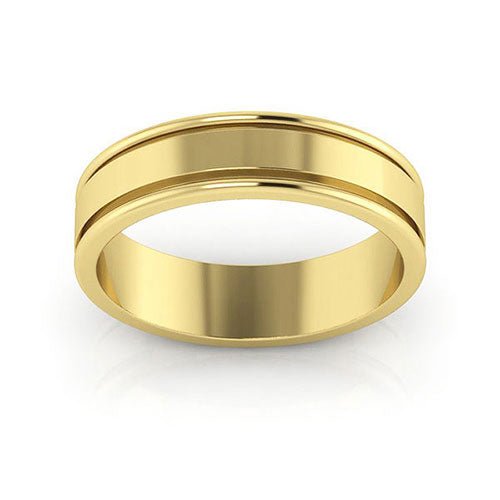 14K Yellow Gold 5mm raised edge design wedding band - DELLAFORA