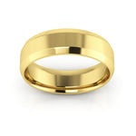 14K Yellow Gold 6mm beveled edge comfort fit wedding band - DELLAFORA