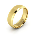 14K Yellow Gold 6mm beveled edge satin center comfort fit wedding band - DELLAFORA