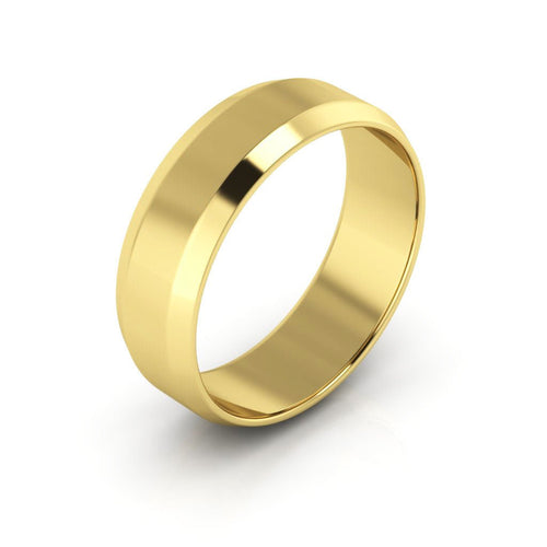 14K Yellow Gold 6mm beveled edge wedding band - DELLAFORA