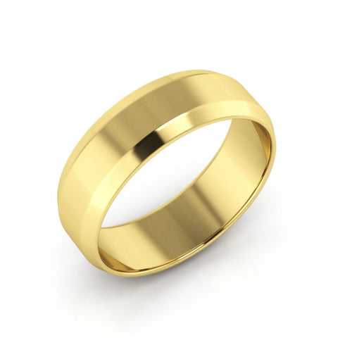 14K Yellow Gold 6mm beveled edge wedding band - DELLAFORA