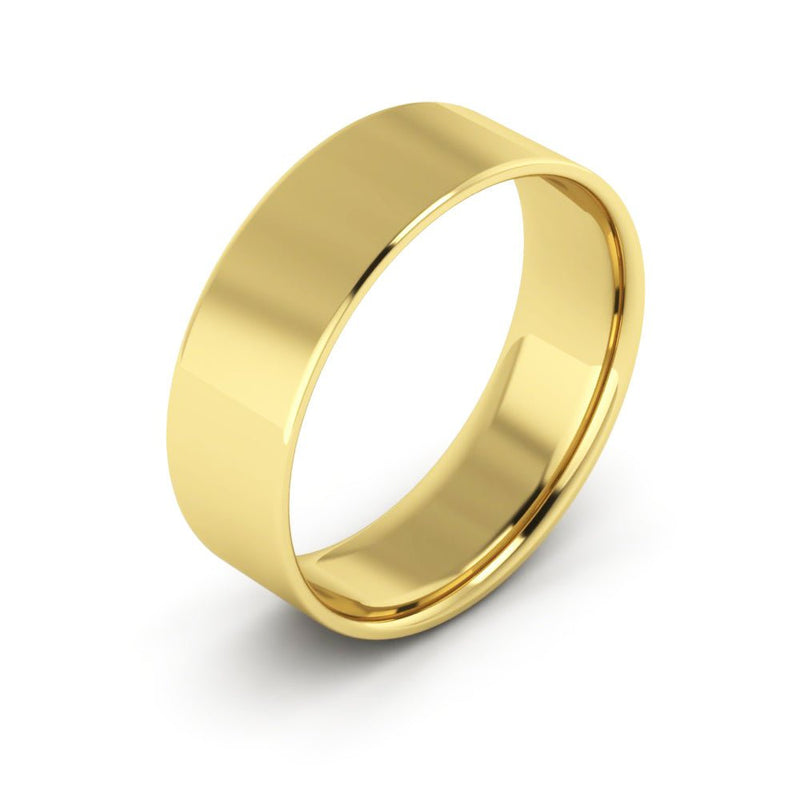 14K Yellow Gold 6mm extra light flat comfort fit wedding bands - DELLAFORA