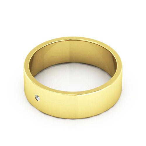 14K Yellow Gold 6mm flat diamond wedding band - DELLAFORA