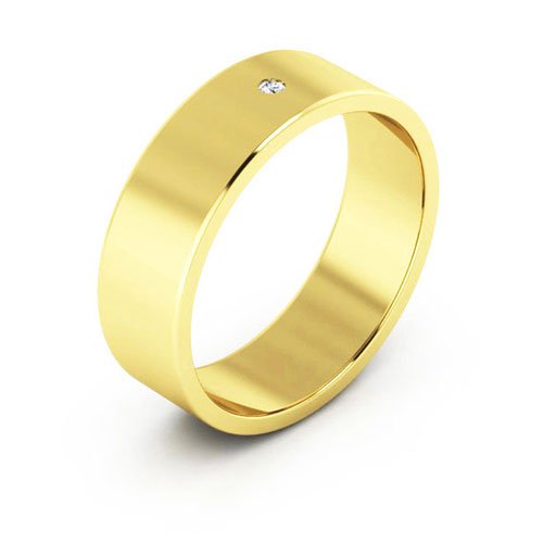 14K Yellow Gold 6mm flat diamond wedding band - DELLAFORA