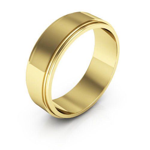 14K Yellow Gold 6mm flat edge design wedding band - DELLAFORA
