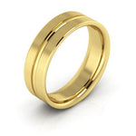 14K Yellow Gold 6mm grooved design comfort fit wedding band - DELLAFORA