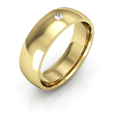 14K Yellow Gold 6mm half round comfort fit diamond wedding band - DELLAFORA