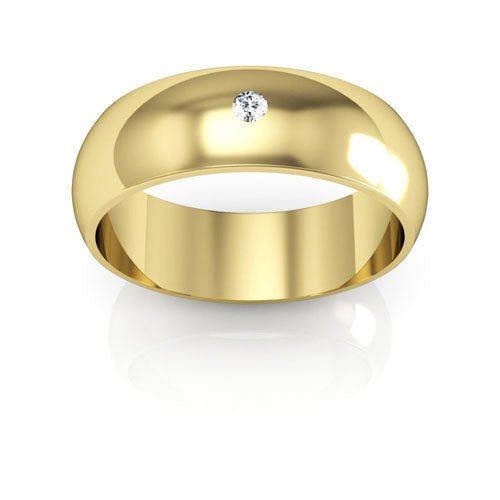 14K Yellow Gold 6mm half round diamond wedding band - DELLAFORA