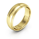 14K Yellow Gold 6mm half round edge design comfort fit wedding band - DELLAFORA