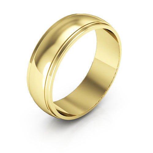 14K Yellow Gold 6mm half round edge design wedding band - DELLAFORA
