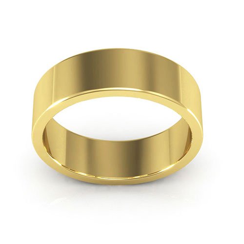 14K Yellow Gold 6mm heavy weight flat wedding band - DELLAFORA