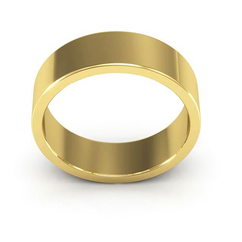 14K Yellow Gold 6mm heavy weight flat wedding band - DELLAFORA