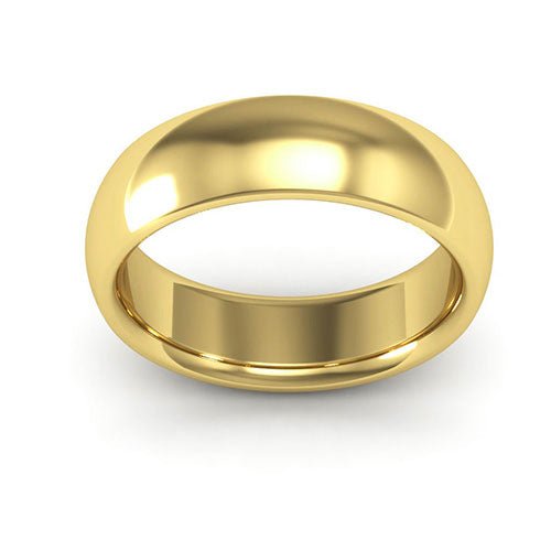 14K Yellow Gold 6mm heavy weight half round comfort fit wedding band - DELLAFORA