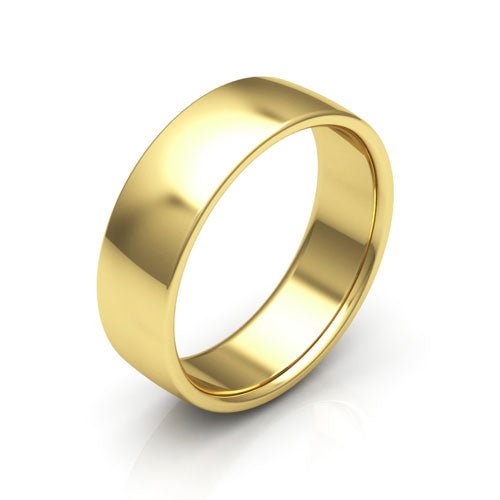 14K Yellow Gold 6mm low dome comfort fit wedding band - DELLAFORA