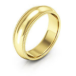 14K Yellow Gold 6mm milgrain comfort fit wedding band - DELLAFORA