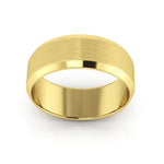 14K Yellow Gold 7mm beveled edge satin center wedding band - DELLAFORA