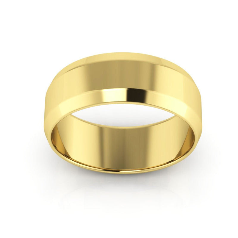 14K Yellow Gold 7mm beveled edge wedding band - DELLAFORA