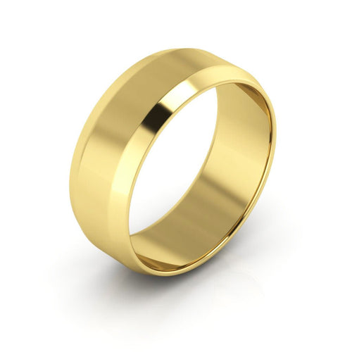 14K Yellow Gold 7mm beveled edge wedding band - DELLAFORA