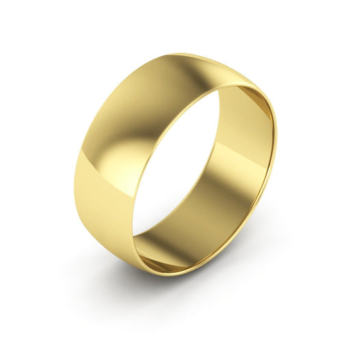 14K Yellow Gold 7mm extra light half round wedding bands - DELLAFORA