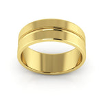 14K Yellow Gold 7mm grooved design wedding band - DELLAFORA