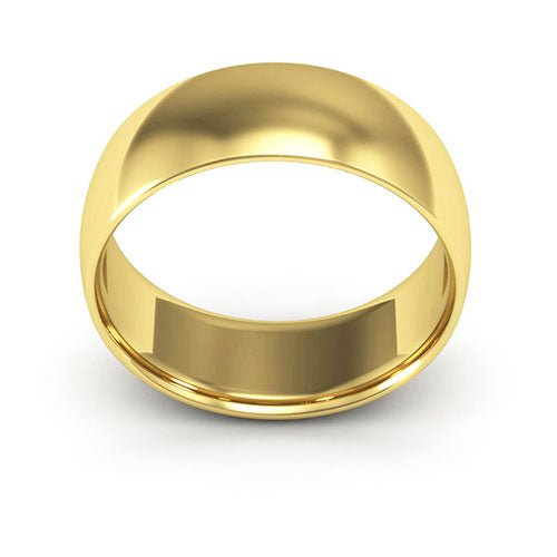 14K Yellow Gold 7mm half round comfort fit wedding band - DELLAFORA