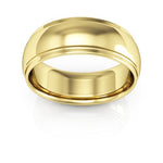 14K Yellow Gold 7mm half round edge design comfort fit wedding band - DELLAFORA