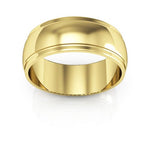 14K Yellow Gold 7mm half round edge design wedding band - DELLAFORA