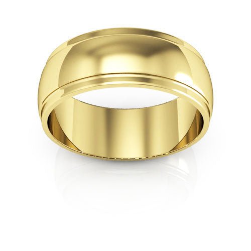 14K Yellow Gold 7mm half round edge design wedding band - DELLAFORA