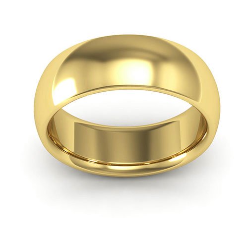 14K Yellow Gold 7mm heavy weight half round comfort fit wedding band - DELLAFORA