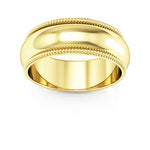 14K Yellow Gold 7mm milgrain wedding band - DELLAFORA