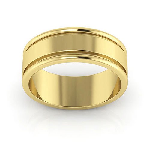 14K Yellow Gold 7mm raised edge design wedding band - DELLAFORA