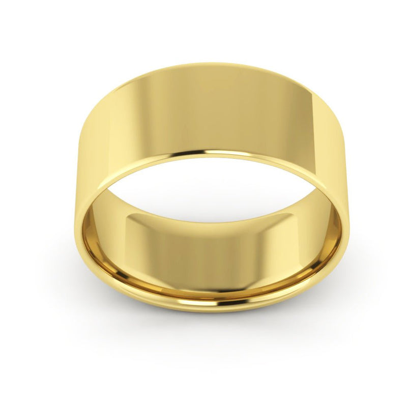 14K Yellow Gold 8mm extra light flat comfort fit wedding bands - DELLAFORA