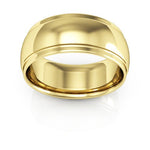 14K Yellow Gold 8mm half round edge design comfort fit wedding band - DELLAFORA