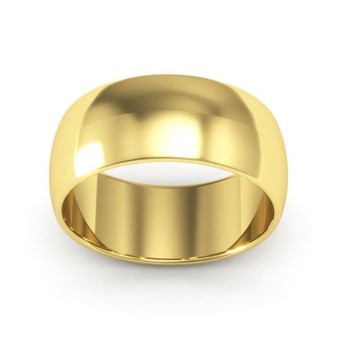 14K Yellow Gold 8mm half round wedding band - DELLAFORA