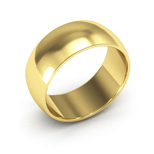 14K Yellow Gold 8mm half round wedding band - DELLAFORA