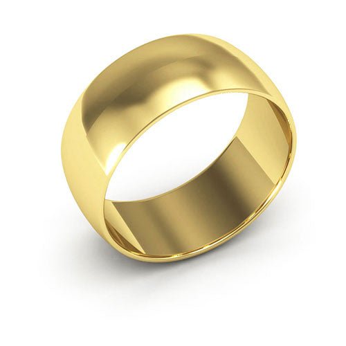 14K Yellow Gold 8mm half round wedding band - DELLAFORA