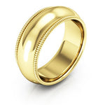 14K Yellow Gold 8mm milgrain comfort fit wedding band - DELLAFORA