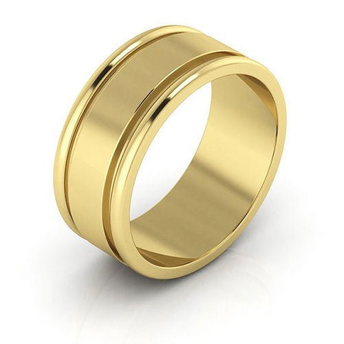 14K Yellow Gold 8mm raised edge design wedding band - DELLAFORA