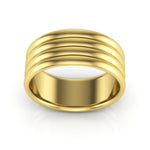 14K Yellow Gold 8mm rigged half round comfort fit wedding band - DELLAFORA