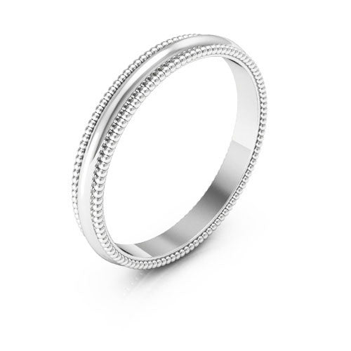 18K White Gold 2.5mm milgrain wedding band - DELLAFORA