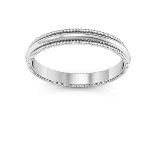 18K White Gold 2.5mm milgrain wedding band - DELLAFORA