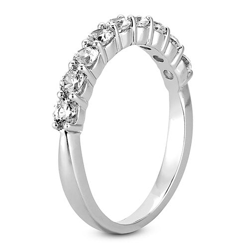 18K White gold 2.5mm prong set women's 0.63 carats diamond wedding band. - DELLAFORA