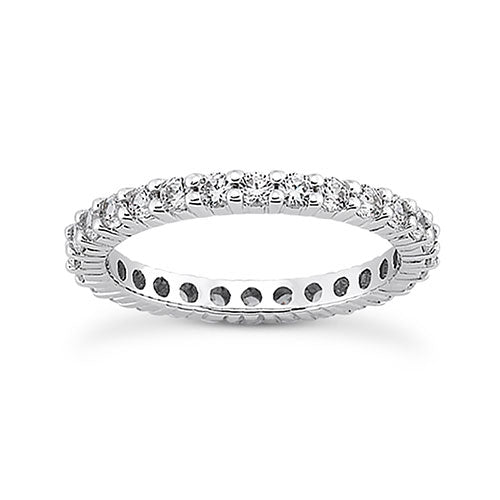 18K White gold 2mm eternity women's 0.75-0.90 carats diamond wedding band. - DELLAFORA