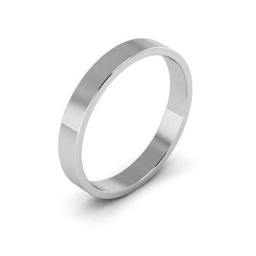 18K White Gold 3mm flat wedding band - DELLAFORA