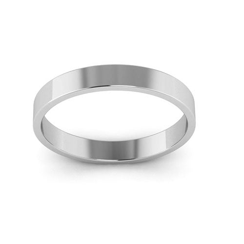 18K White Gold 3mm flat wedding band - DELLAFORA