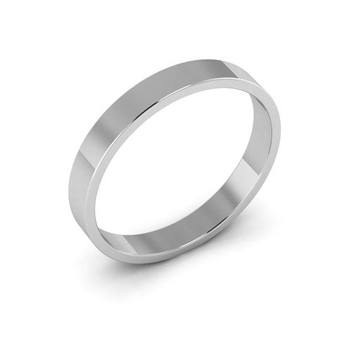 18K White Gold 3mm flat wedding band - DELLAFORA