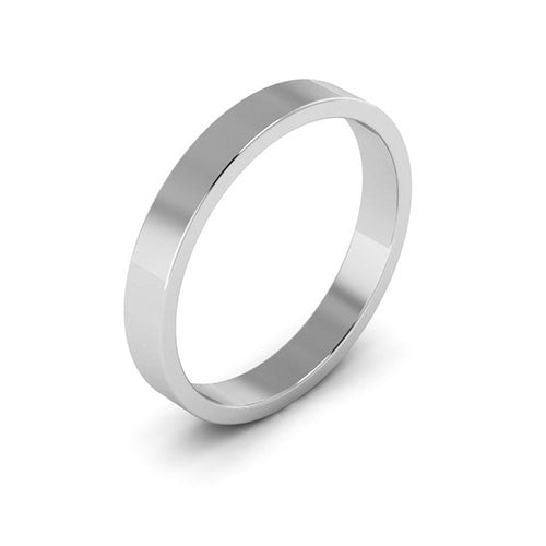 18K White Gold 3mm flat wedding band - DELLAFORA